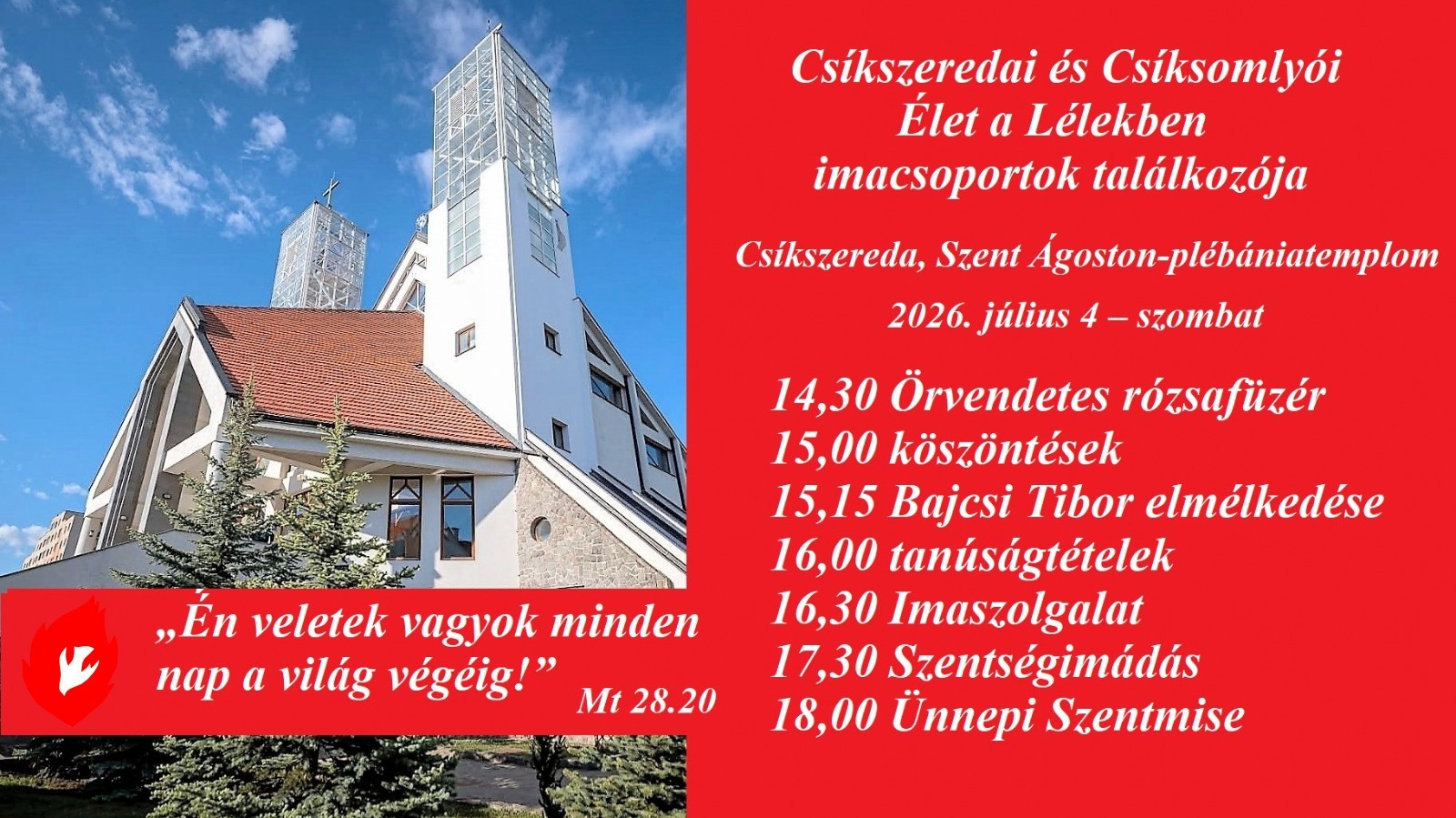 Imacsoportok találkozója Csíkszereda, 2026. július 4.